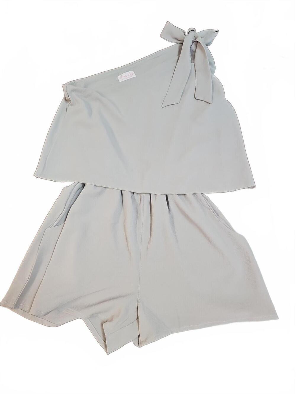 Pink Lily Women’s One Shoulder Rompern Beige  size Medium
